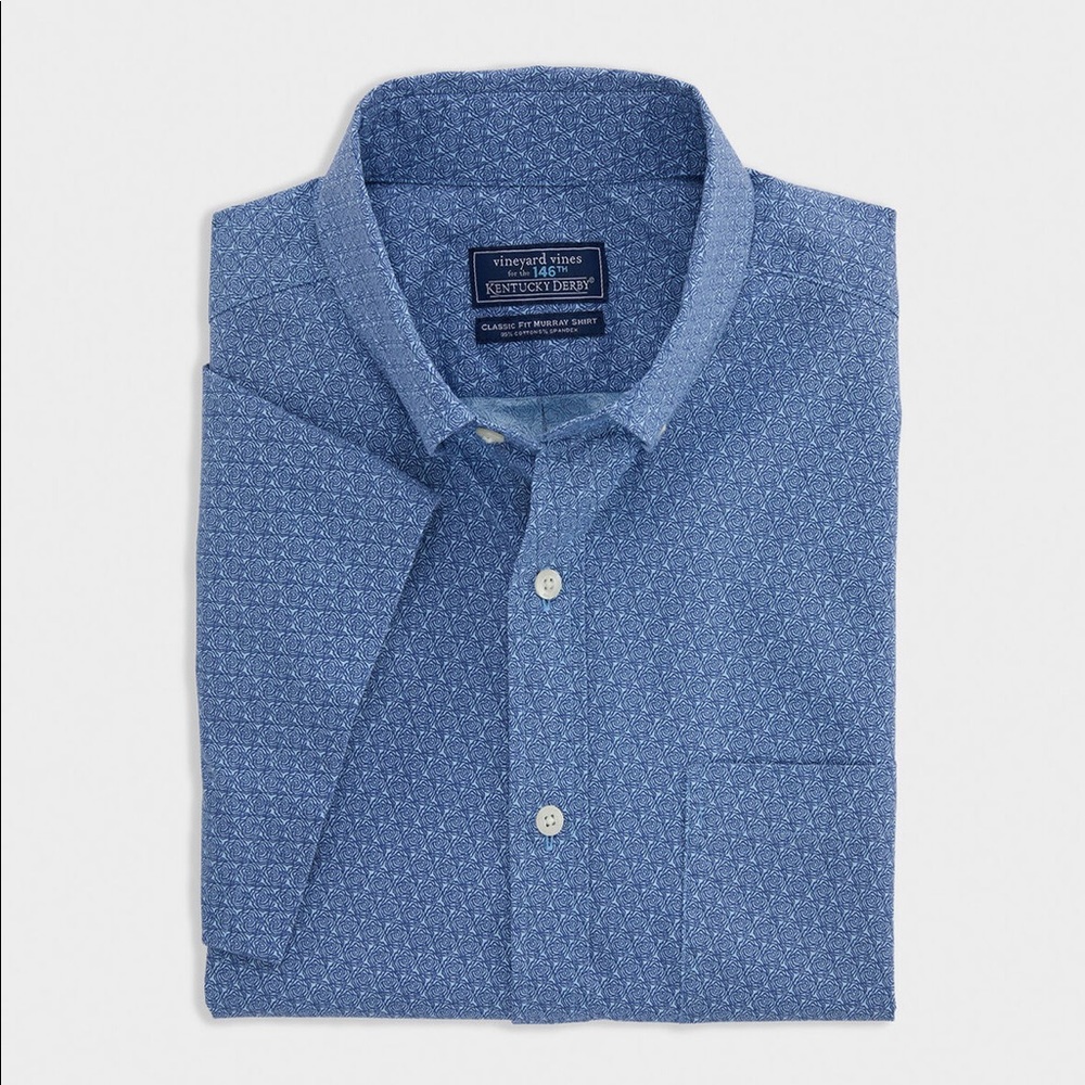Men’s VV Classic Fit Kentucky Derby Micro Rose Tucker Short-Sleeve Button-Down